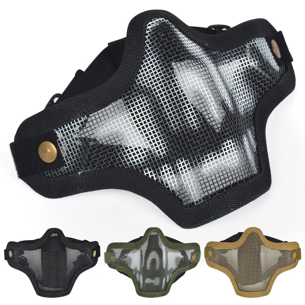 

Half Face Wire Mesh Mask Tactical Mask CS Decorative Accessory Outdoor CS Game Protective Equipment DIY Cosplay QD23S