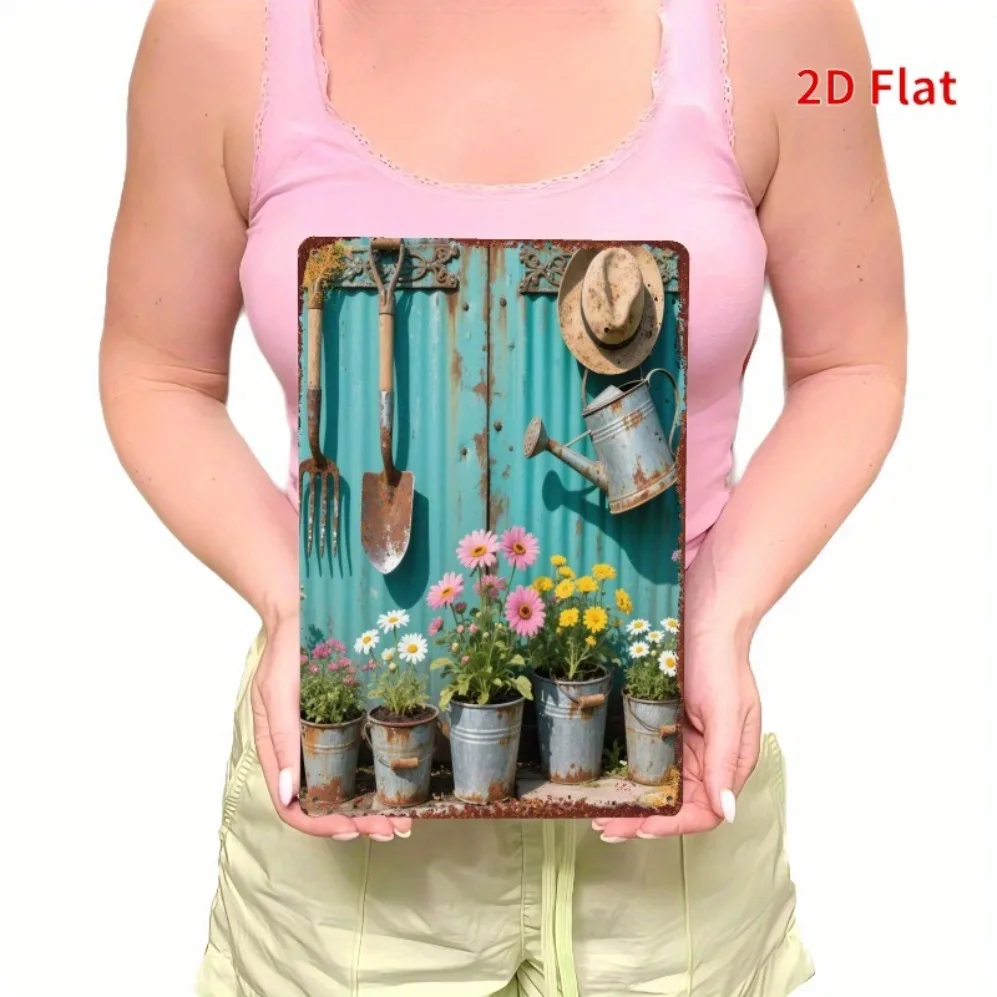 2D плоские, садовые инструменты в деревенском стиле - ой, лейка и цветочные горшки, декор для крыльца и входной двери, прочный железный материал 2D плоские, садовые инструменты в деревенском стиле - ой, лейка и цветочные горшки, декор для крыльца и входной двери, прочный железный материал