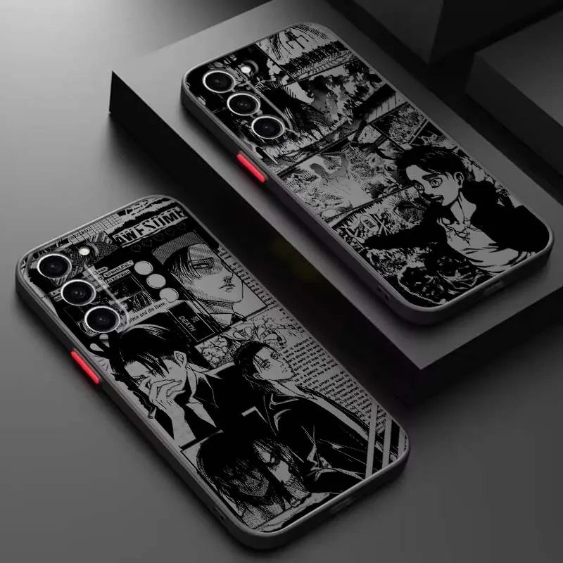 

Attack on Titan Comics For Samsung Galaxy S25 S24 S23 S22 S21 S20 S10 S9 Ultra Plus FE 5G Frosted Translucent Phone Case