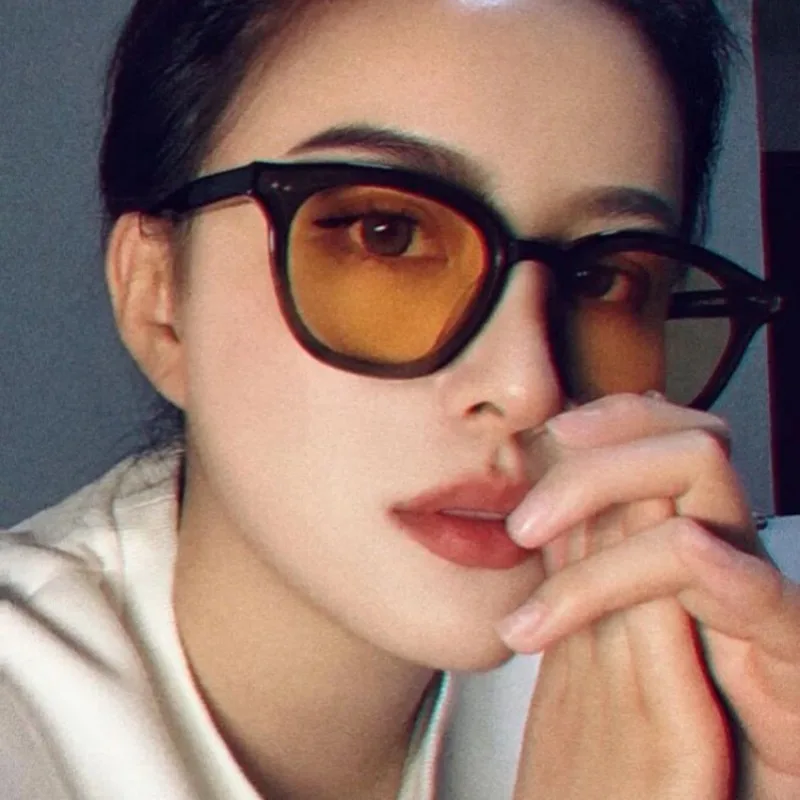 Sonnenbrillen für Damen und Herren Luxuriöse Vintage-Sonnenbrille Schwarz-Gelbe Gläser UV400-Schutz