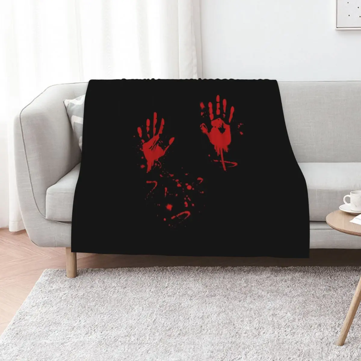 Halloween bloody hands blood splatter gift idea Throw Blanket Soft Beds Polar Shaggy Custom Furry Personalized Gift Blankets