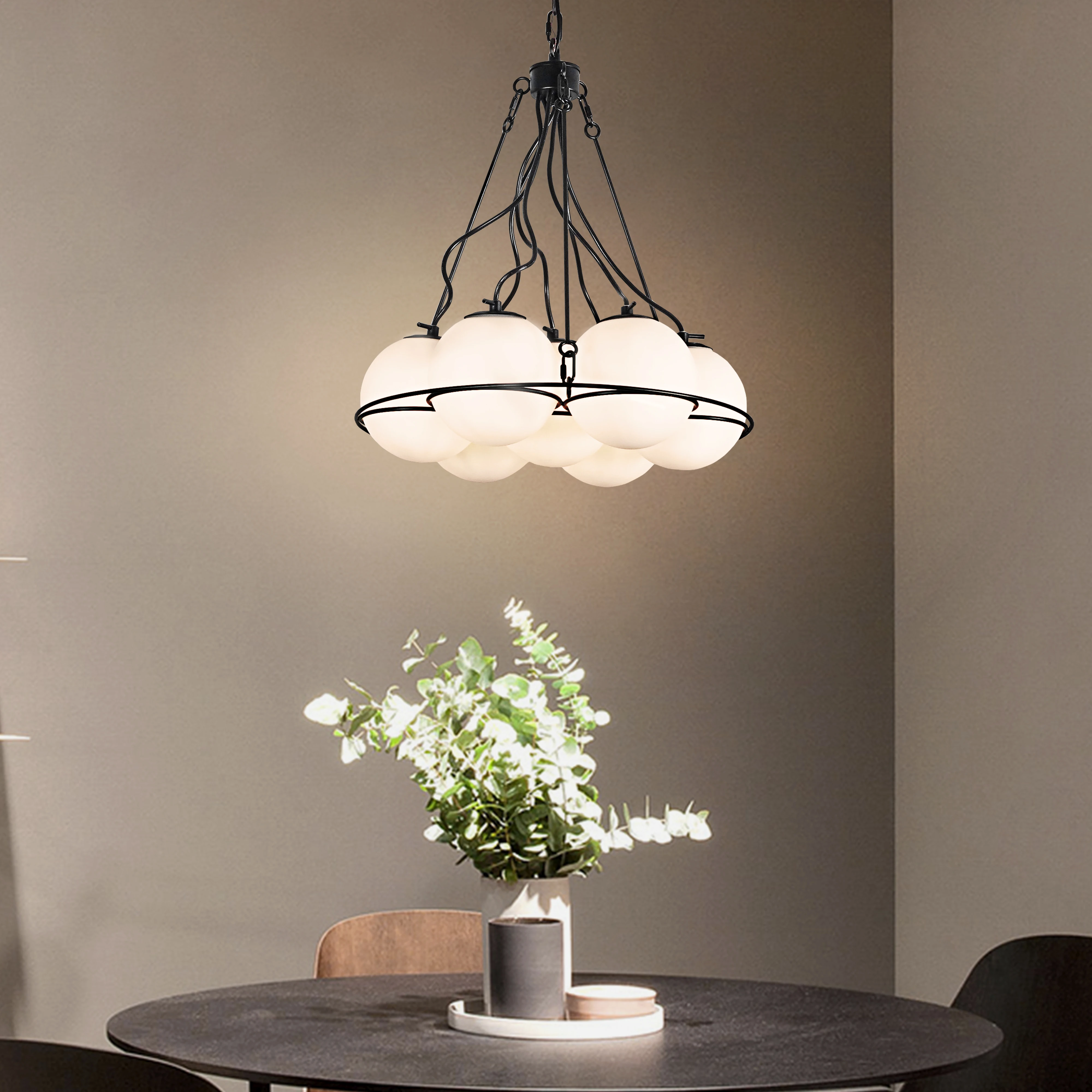 White Bubble Glass Chandelier Modern Cream Style Pendant Lights Bedroom Kitchen Table Room DecorationCeiling Pendant Lamp