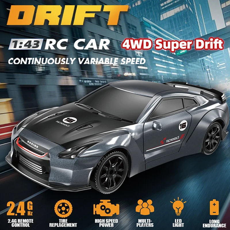

1:43 Высокоскоростной RC Drift Vehicle Car Hell Cat 4WD Гоночный автомобиль с дистанционным управлением Подарок для соревнований Гоночный автомобиль для мальчиков Игрушка Сменная шина