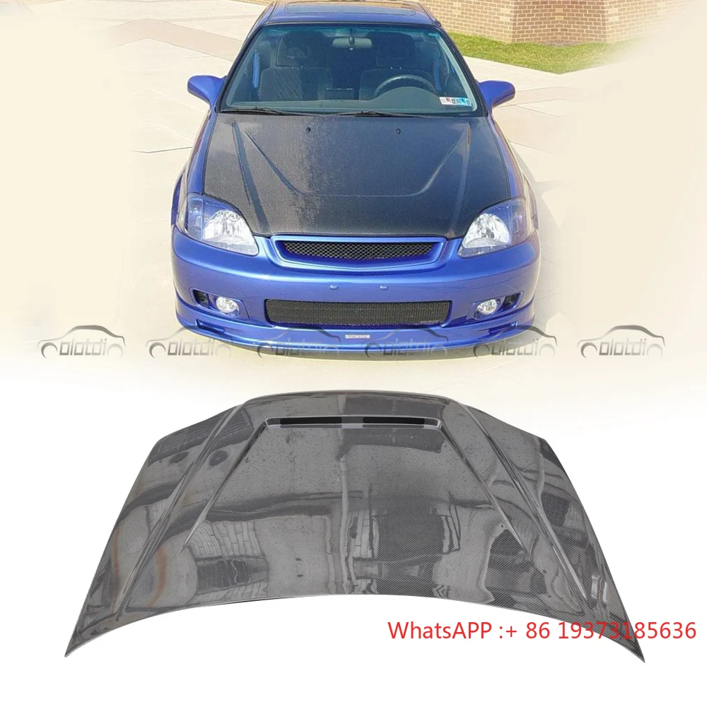 ZERO Style Carbon Engine Hood Cover for Honda Civic EK 6TH Type R Si Bonnet 1998-2000