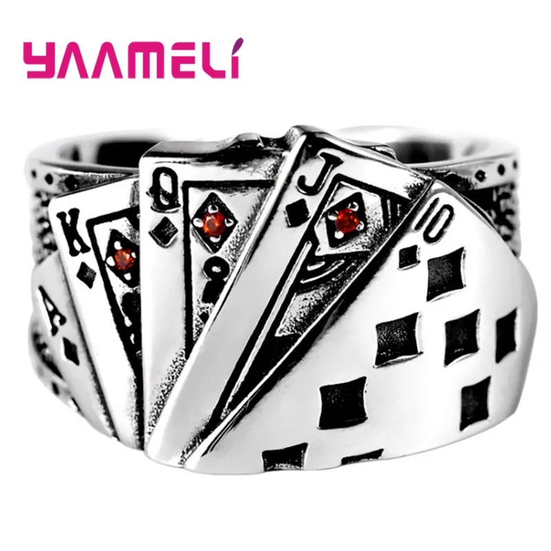 Vintage Royal Poker Flush Ring Men Women Hiphop Rock Open Ring God Of Gambling Rings Magician Accessories Jewelry Gifts