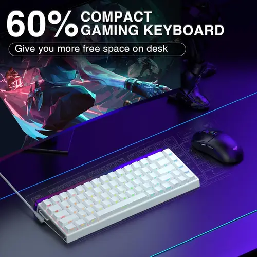 Imagen 2 del producto Teclado para Juegos AULA Hero 68 HE 60% con Cable, Interruptor Magnético de Efecto Hall, Respuesta Rápida, 8K Polling, Latencia de 0.125ms, PBT con Impresión Lateral