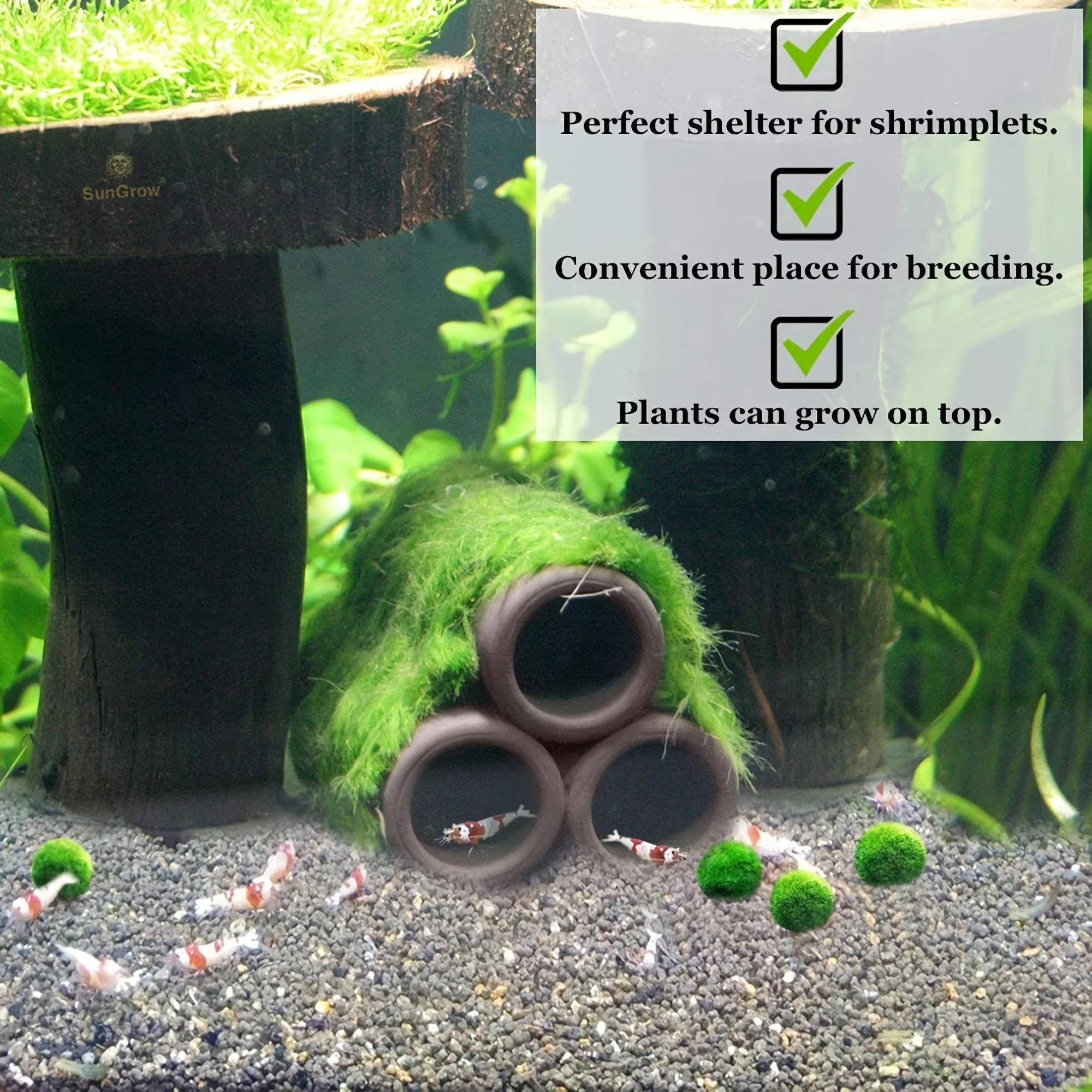 Aquarium Fischhöhle, Garnelen-Ornament, Tank-Habitat, Versteck, Schutzrohr, Lachs-DIY-Versteck, Keramik-Holzhöhlen, Pleco-Stämme – Detail 4