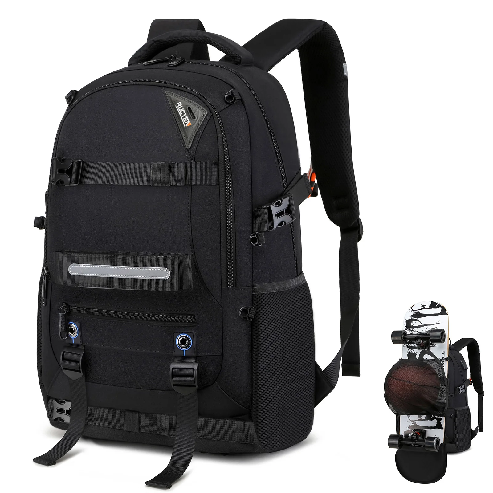 

Sports Skateboard Backpack RFID Anti-Theft Lock Waterproof Board Balancing Scooter Storage Backpack for Men Multifunctional