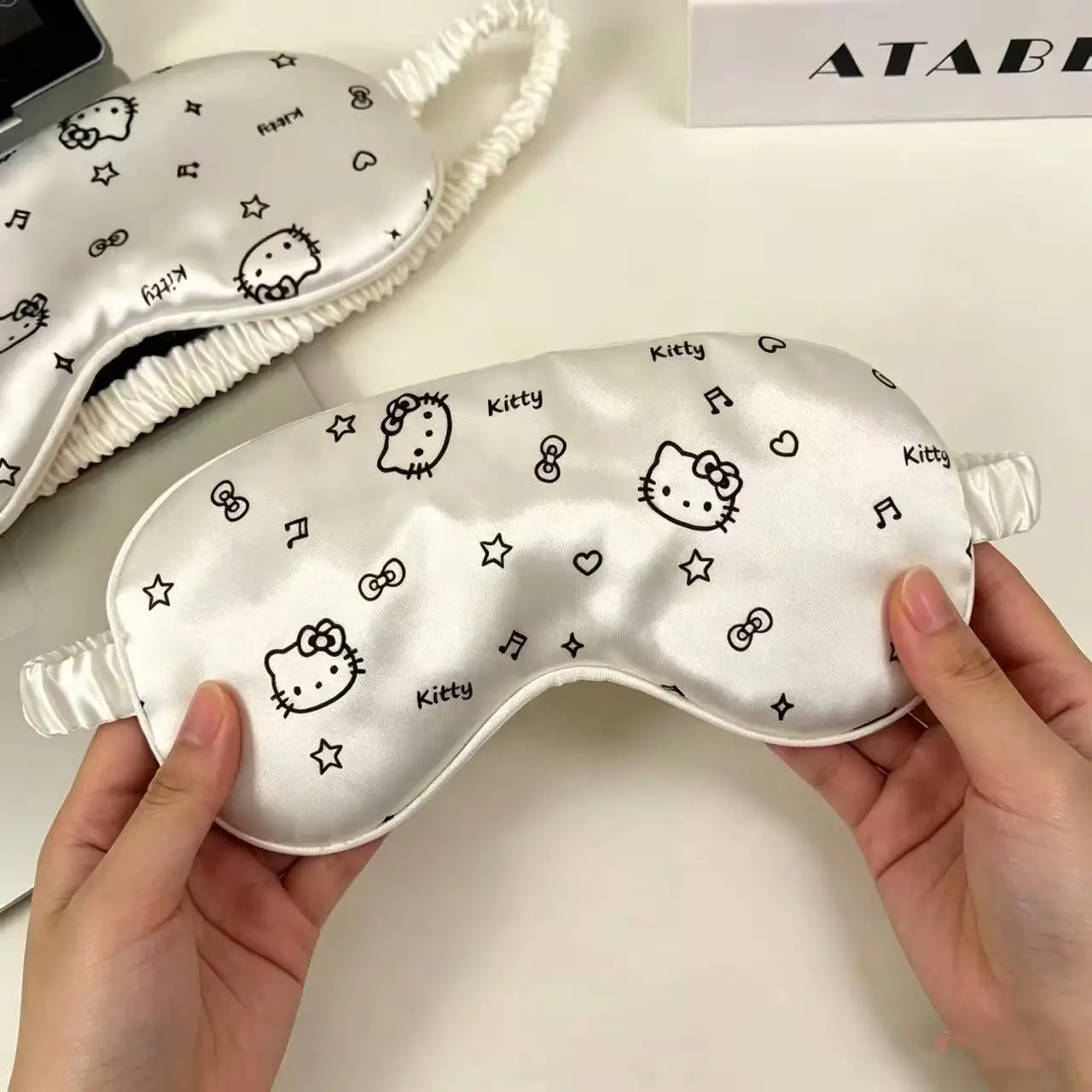 Sanrio Hello Kitty Ice Silk Sleep Eye Mask Soft Comfortable Blackout Blindfold for Students Nap Travel Fatigue Relief