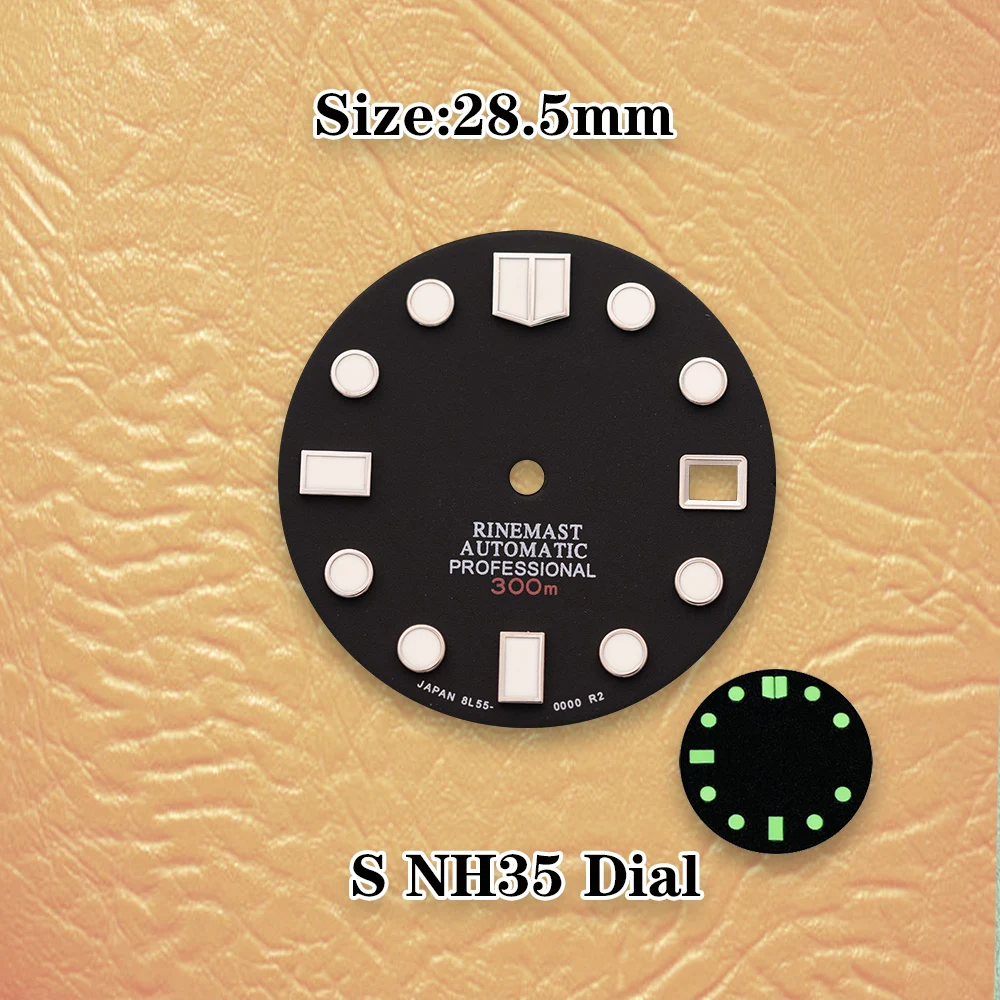 28.5mm S Dial Sea Wave Scale NH35 Dial Automatic dial Fit NH36 Japanese Movement Green Luminous Watch Modification Accessories ﻿