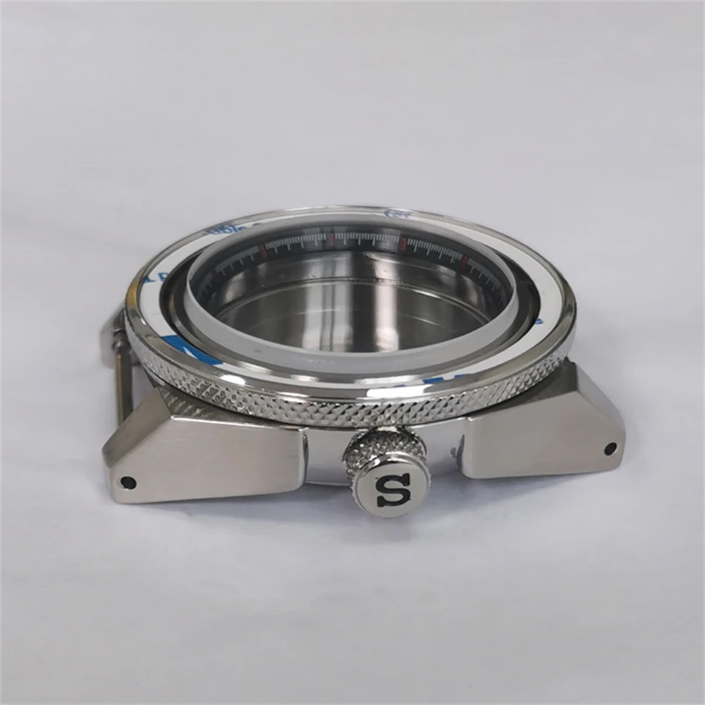 

Stainless Steel Watch Case 43mm, Black Inner Shadow Sapphire Glass Case NH35 Cover, for NH35 NH36 Movement S Crown Watch Shell