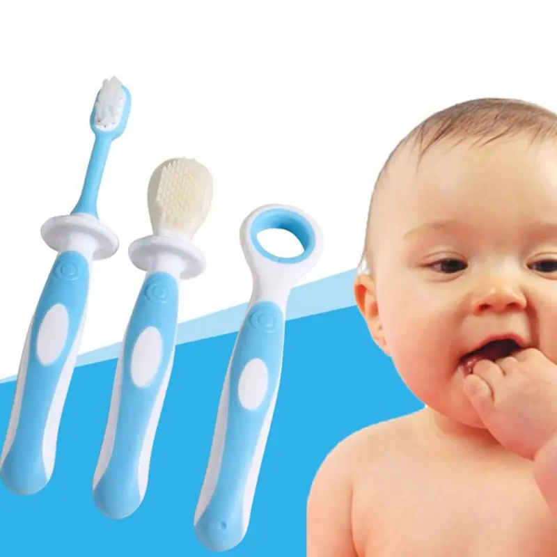 

Baby Toothbrush Set Infant Brushing Teeth Tongue Training Safety Cover Design Soft Healthy Teether Toddler Oral Care