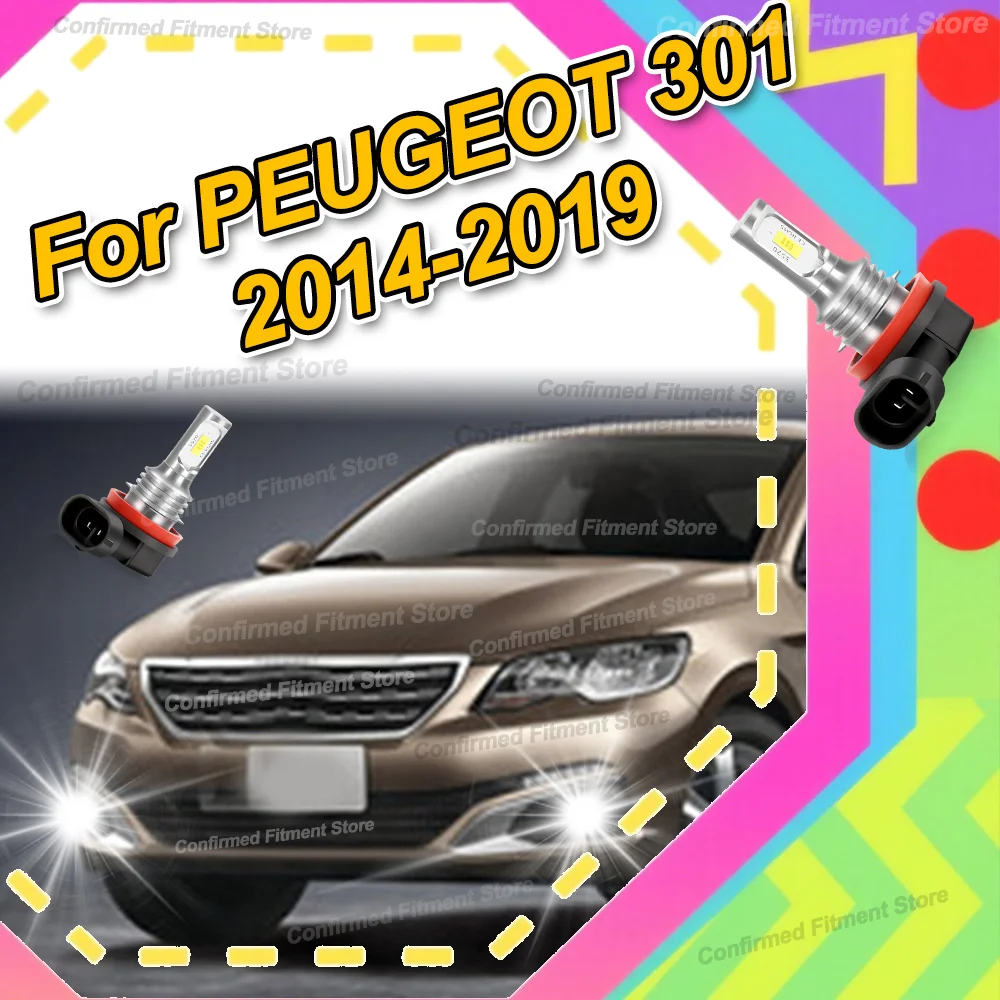 

2 шт. автомобильные светодиодные передние противотуманные фары для PEUGEOT 301 2014 2015 2016 2017 2018 2019