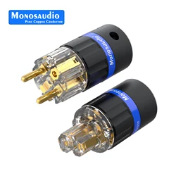 Monosaudio E105G/F105G Pure Copper European Power Plug connector Audio Schuko Plug Adapter For DIY Power Cable