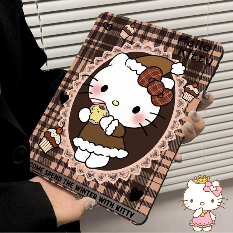 Sanrio Anime Hello Kitty Ipad Case Air 1 2 3 4 MIi Ni 6 Rotate Acrylic Fold with Pen Slot Cartoon Cute Protect Cover Gift Toys