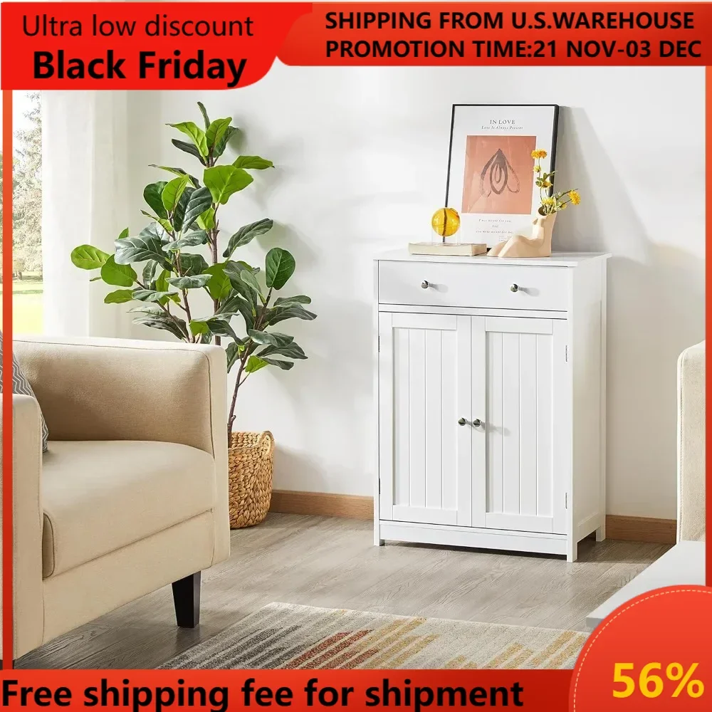 

Free Standing Bathroom Cabinet with 1 Drawer 2 Doors and Adjustable Shelf, Wooden Entryway Storage Cabinet,11.8D x 23.6W x 31.5H