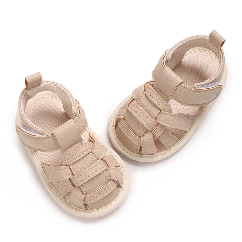 Sommer 0–1 Jahre alte männliche Babyschuhe mit weicher Sohle, rutschfeste und atmungsaktive Babysandalen, lässige Wanderschuhe