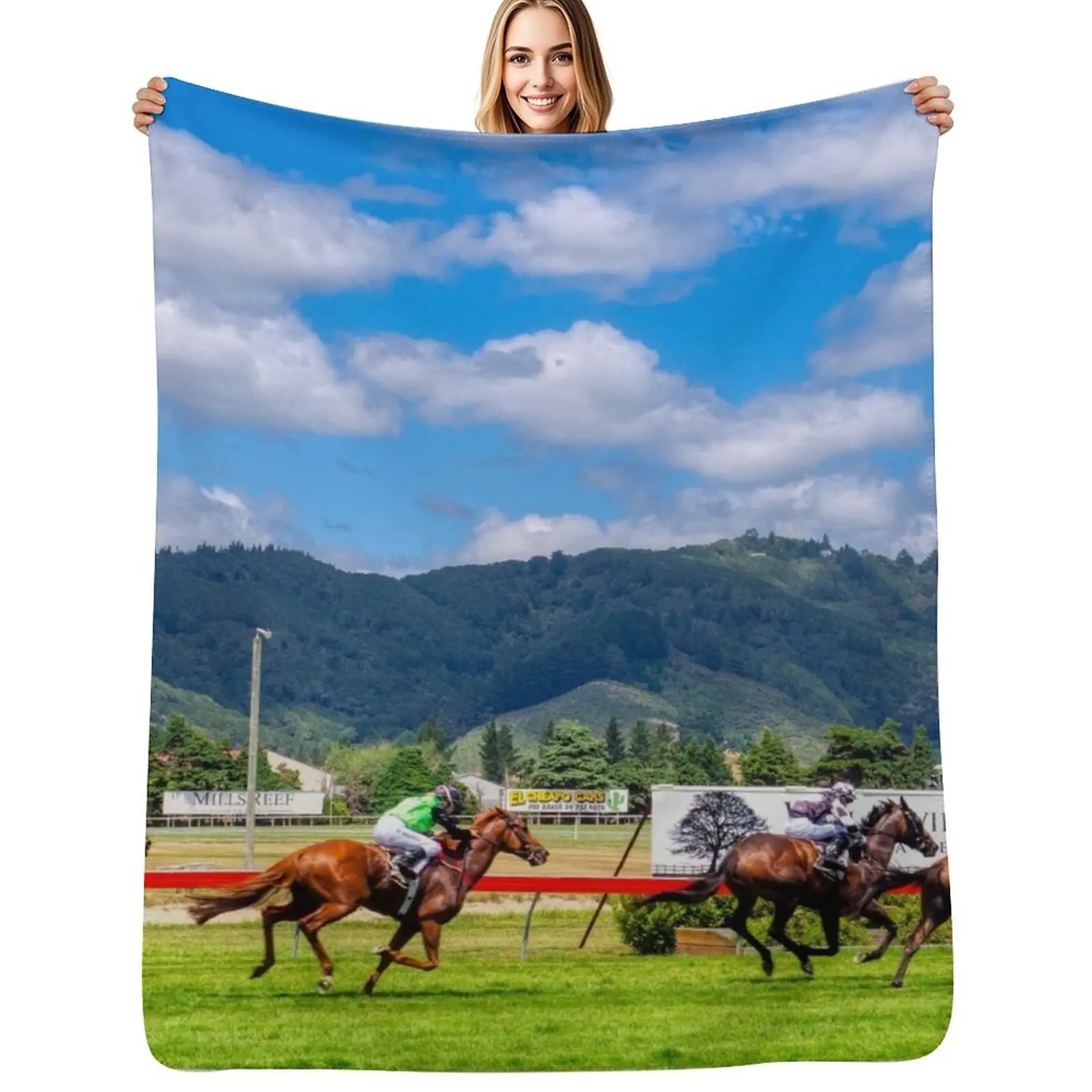 

Horse Racing Finish Line Throw Blanket Loose Flannels warm for winter Extra Large Throw Blankets