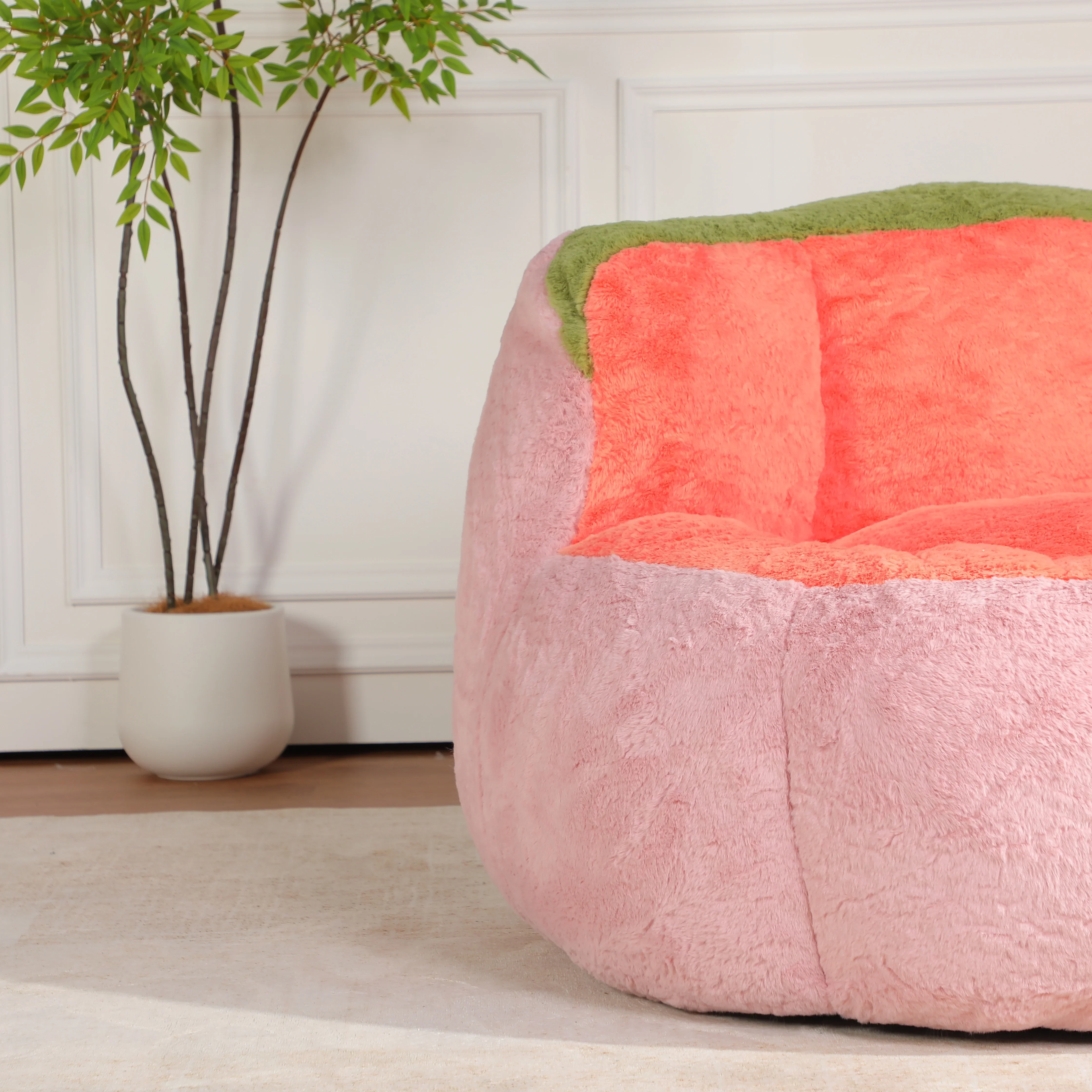 Oversized Bean Bag Chairs,Multicolor Faux Fur Couch Filled with Shredded Sponge,Large Lounger Sofa For Living Room,No Assembly R