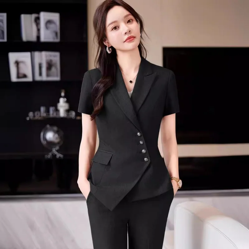 Summer Thin Business Wear Temperament Goddess Style Hotel Manager Work Clothes Suit Suit Short Sleeve Suit Coat for Women