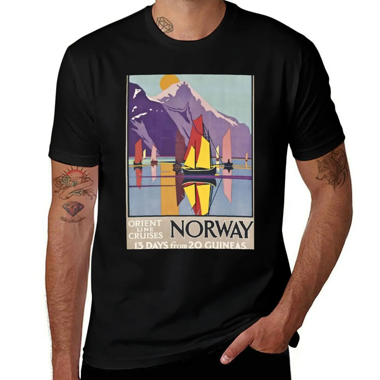 

Norway vintage travel poster T-Shirt Comfortable Work Wear Tee