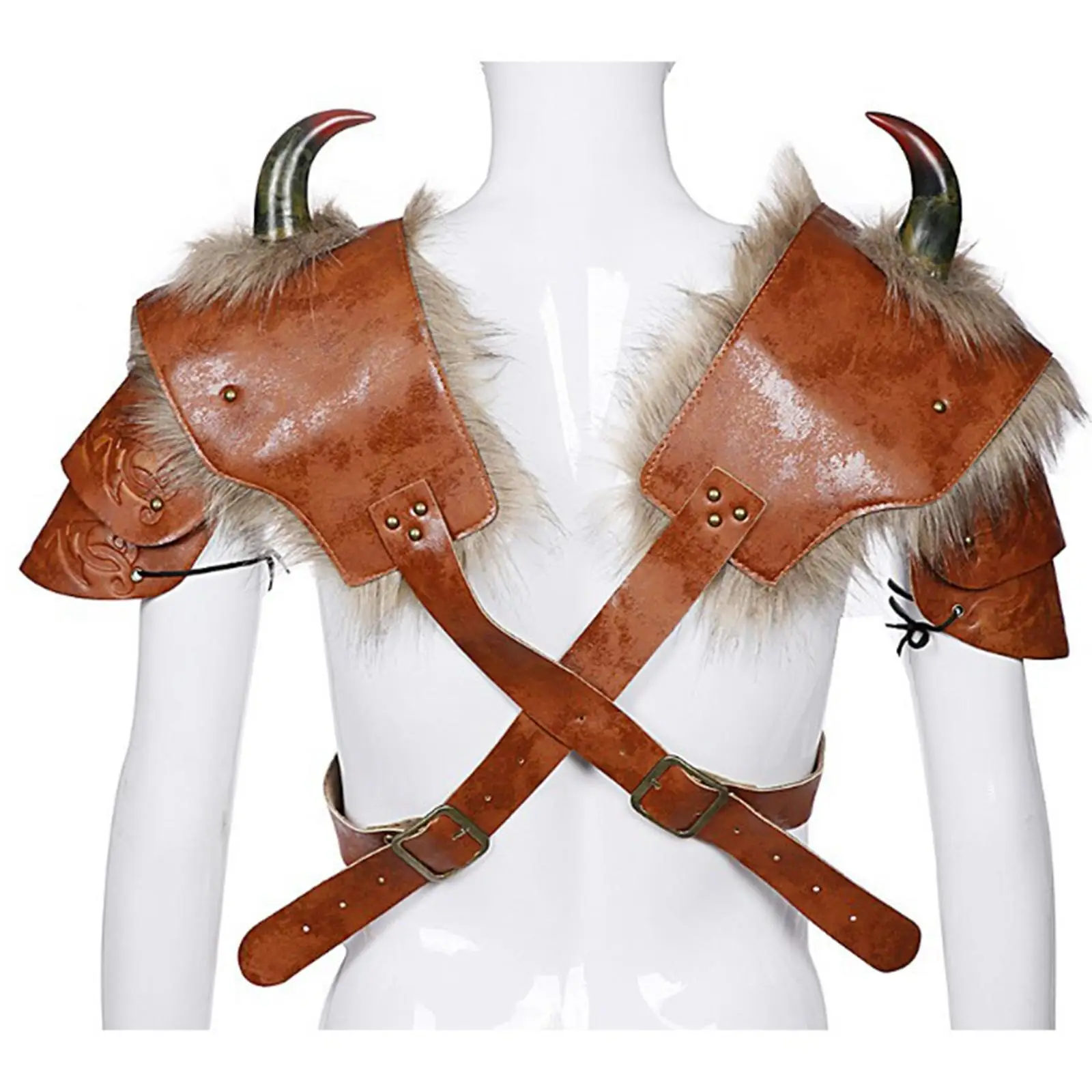 Pauldron d'épaule médiévale en simili cuir pour jeu de rôle Cosplay hommes
