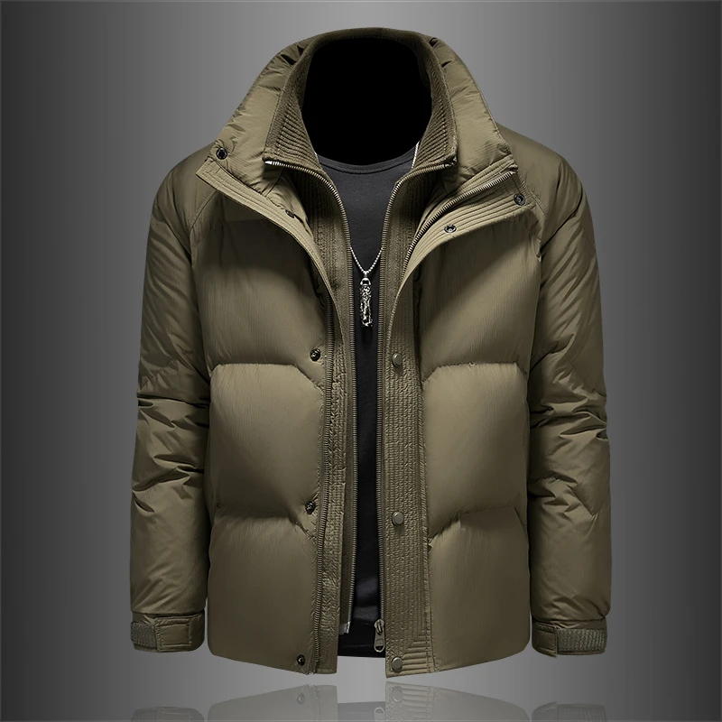 2024 Winter New Men's Fake Two piece Stand up Collar Thickened Warm Down Jacket High quality Duck Down Duck Down Content 85%