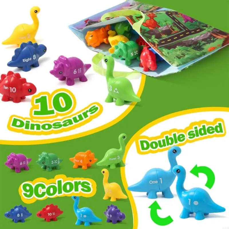 Cartoon Dinosaur Letter Number Matching Puzzle Color Sorting Game Toy For Children Educational Learning Activity A2UB