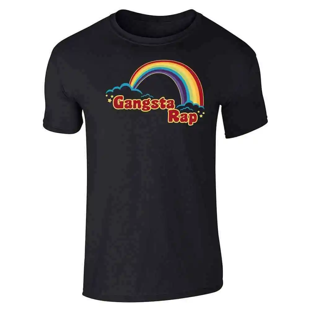 Gangsta Rap Retro Rainbow Funny Music  Unisex TeeSummer Brand Super SizeLuxury vintage oversized