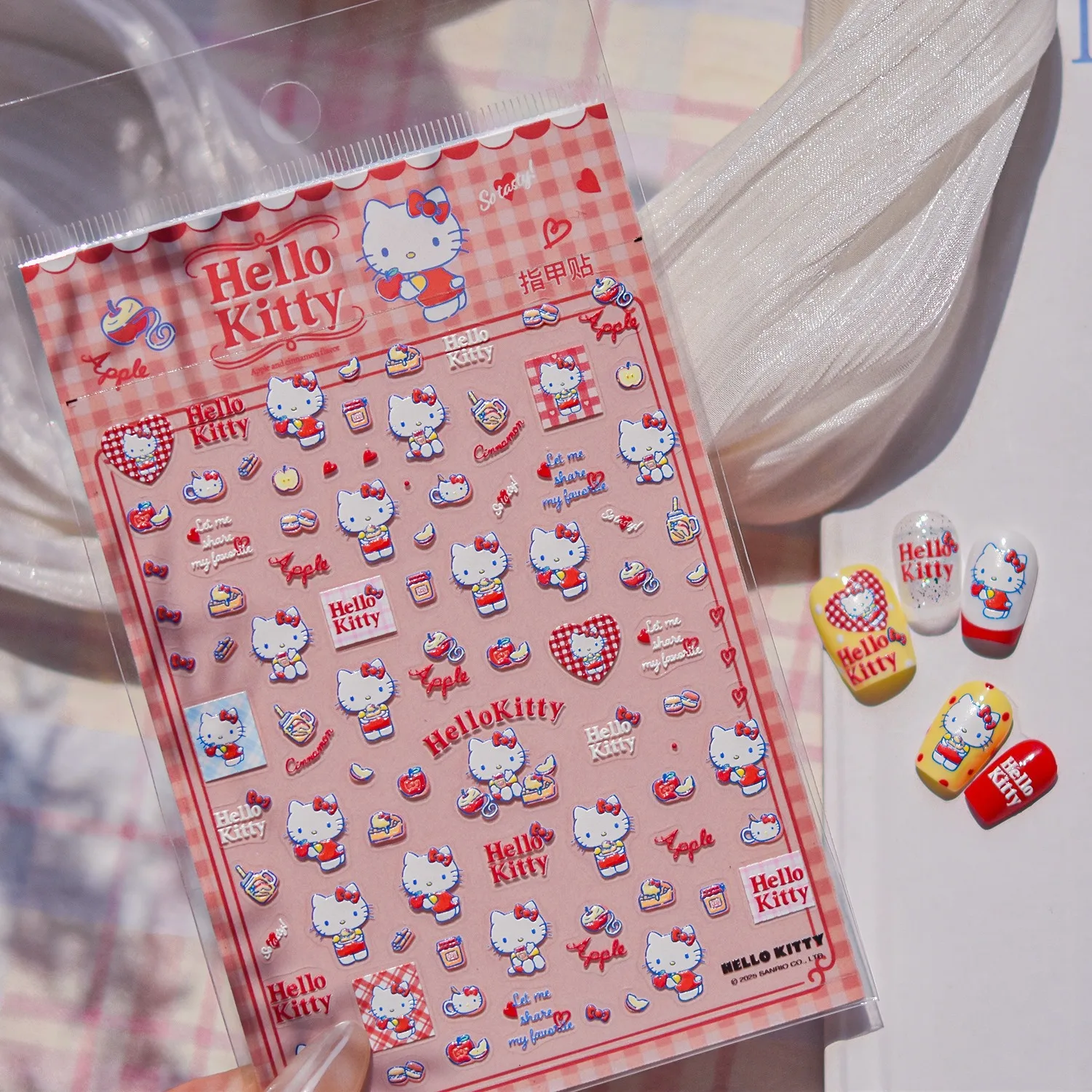 1PCS Sanrio RN Series 5D Nail Art Stickers Miniso Nail Art Accessories Cute Girly Style Nail Art Decoration Stickers