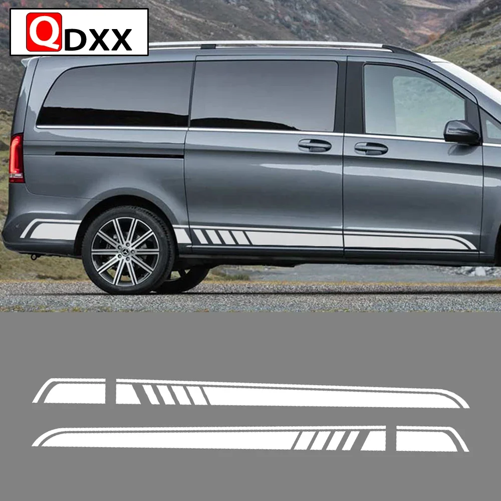 

2Pcs Car Long Side Stripe Sticker Auto Vinyl Film Decals Auto Kit For Mercedes Benz Vito Viano V Class w447 v260 DIY Accessories