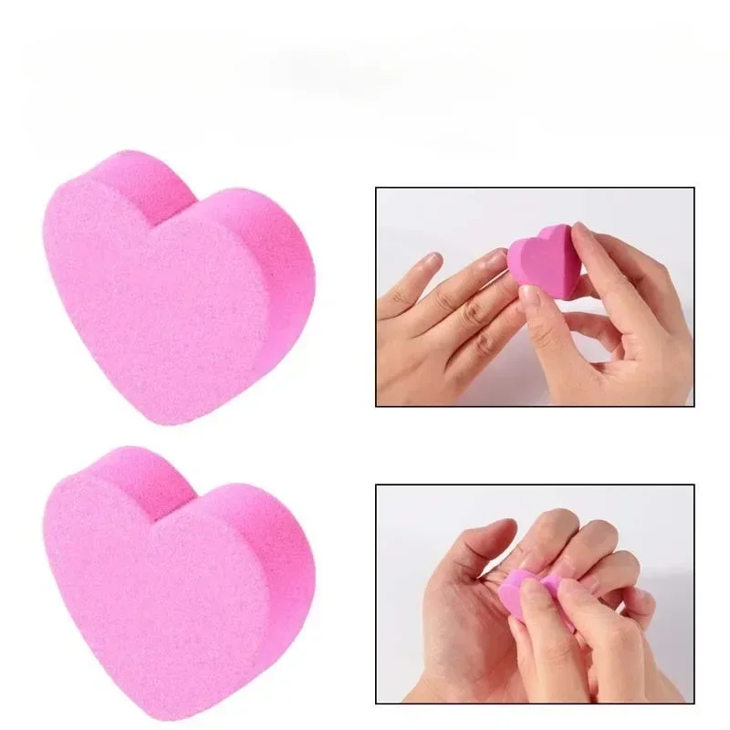 10pcs Heart Sponge Nail Files Blocks 180/240 Double-sided Polishing Sanding Buffer Washable Sandpaper Manicure Tools