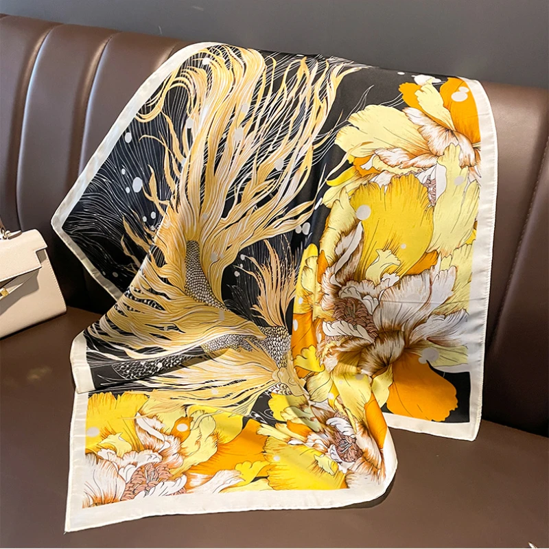 Spring and Autumn New Imitated Silk Scarf Women Neck Hair Decoarte Small Sqaure Headscarf Outdoor Soft Kerchief Hijab Girl 70cm