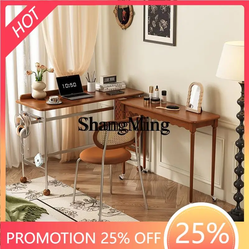 

Ретро-стол FG из массива дерева, раздвижной, для небольшой квартиры, спальни, кабинета, дома, в средневековом стиле, простой офисный компьютерный стол