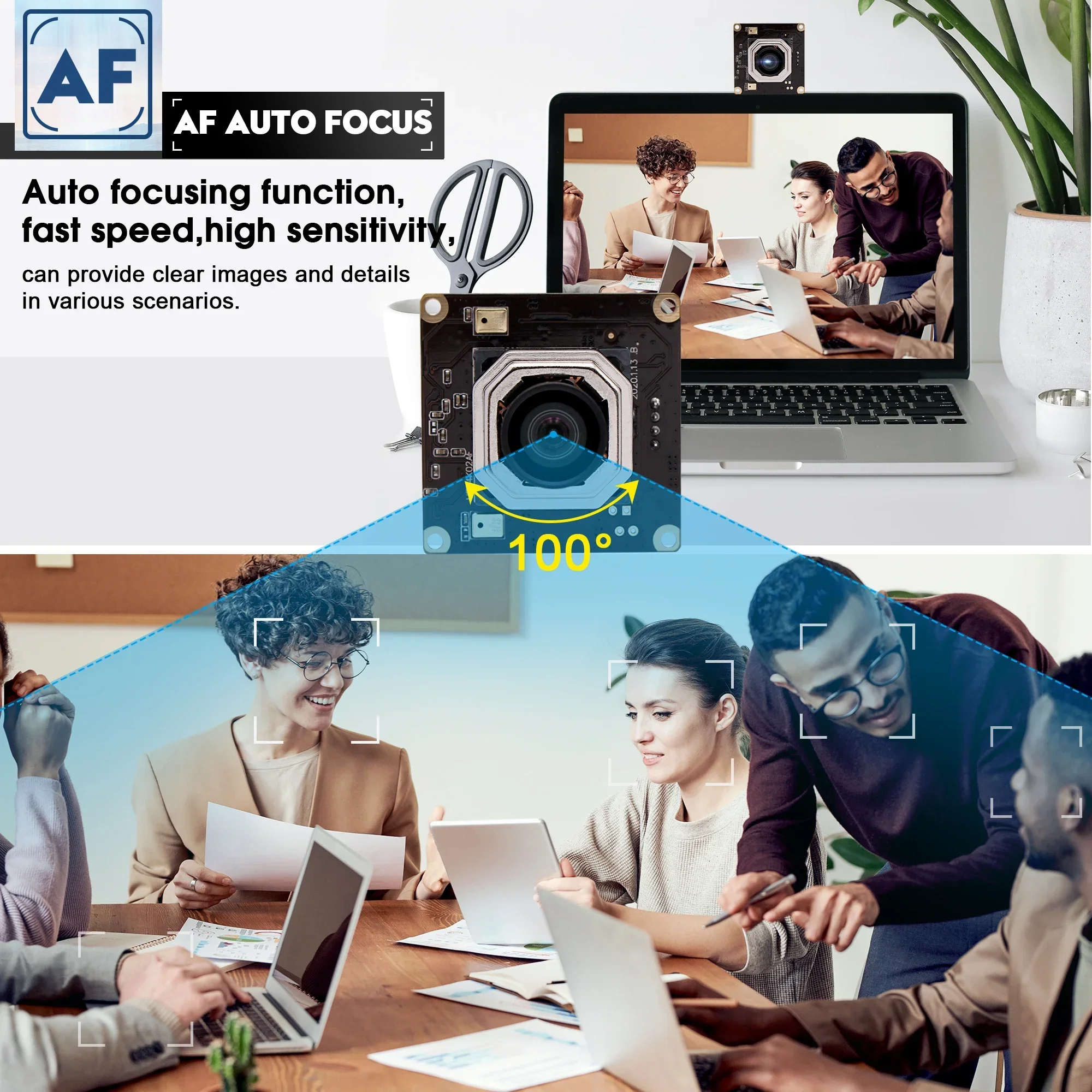 ELP 4K التركيز التلقائي وحدة كاميرا بمنفذ USB 2160P CMOS IMX415 كاميرا ويب USB بزاوية واسعة مع عدسة تشويه 100 درجة لأمن المنزل