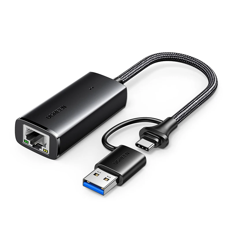 

UGREEN 2 in 1 USB to Ethernet Adapter, 1000 Mbps Network Adapter, RJ45 Wired LAN Internet Adapter for Laptop PC
