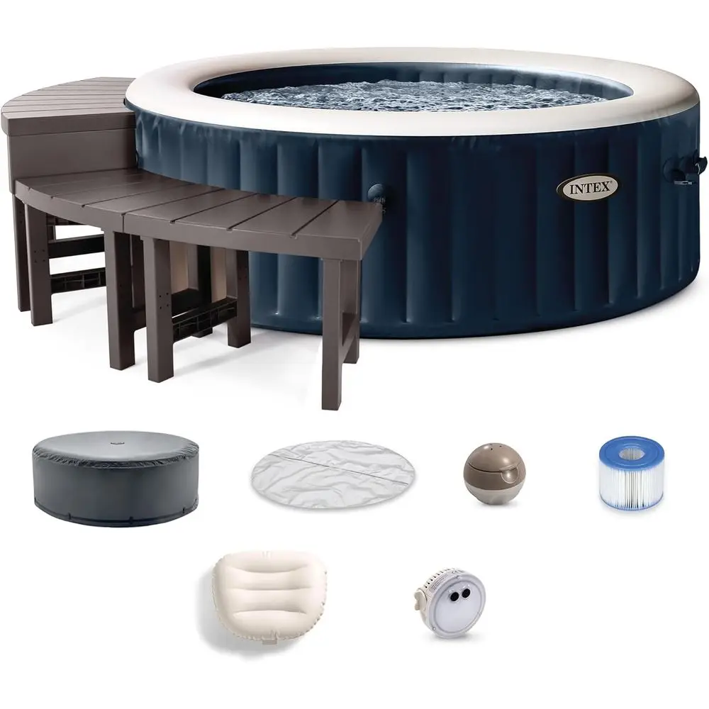 

28429EP eSpa Plus Portable Iatable Hot Tub Bubble Jet Spa, 77 Inch x 28 Inch & 28514E Medium eSpa Accories Benches (2 Pack)
