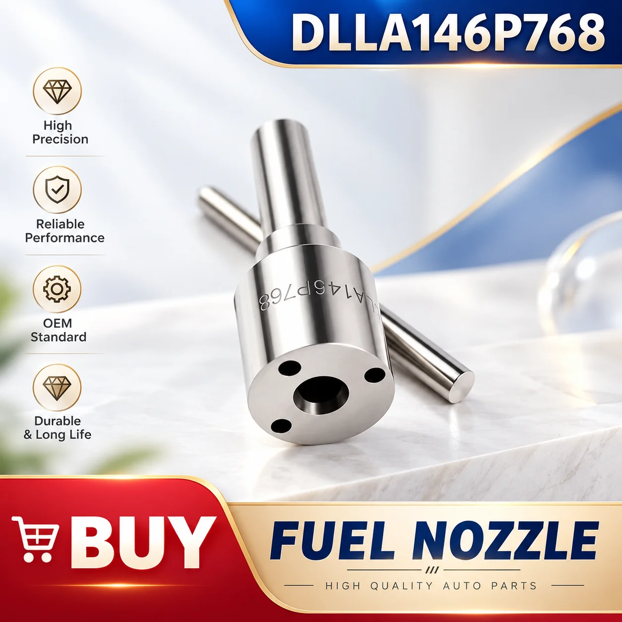 DLLA146P768 6x0.18 Diesel Injector Nozzle Flat Surface Design With 0.2mm Higher Needle Core For Fuel Delivery.LI2930