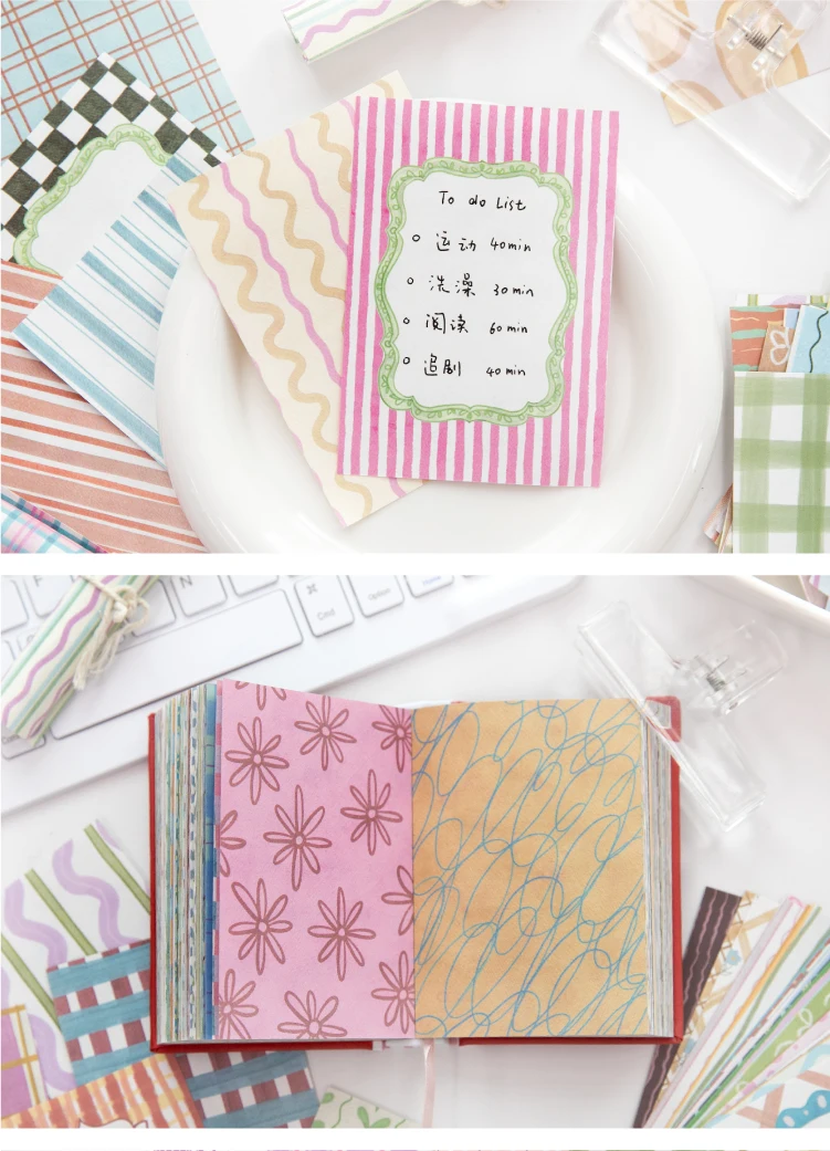 Journal GO 100 Stück Moonlight Wish Book Notizblöcke mit Gittermuster für Scrapbooking, Tagebuchmaterial, Collage, Journal-Hintergrund – Detail 11