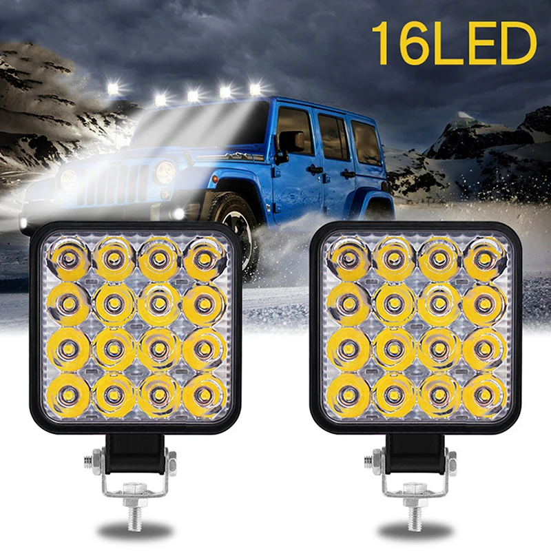 Car LED Bar Worklight MINI 16SMD Round Square Work Light 12V Auto Light Fog Lamp Off Road For ATV SUV Spotlight