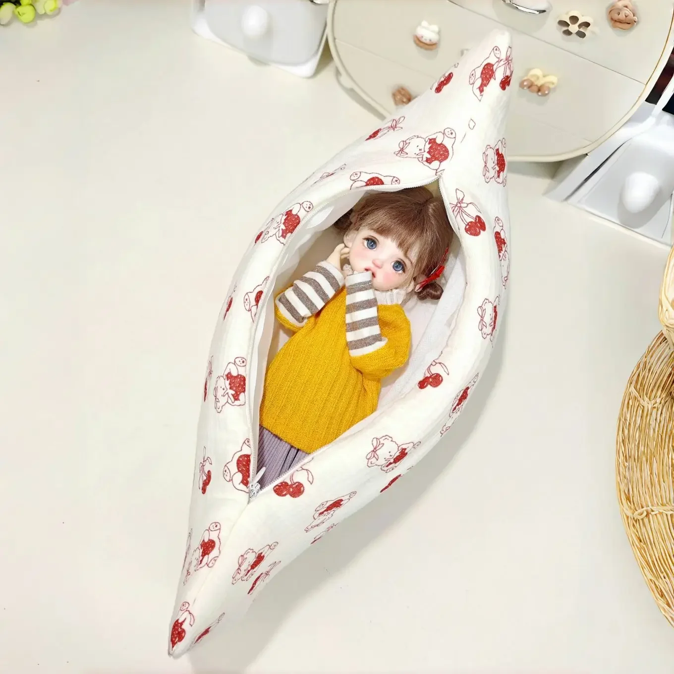 1/3 1/4 1/6 كيس نوم الدمية لـ 60/45/30 سنتيمتر Bjd دمية حماية الوسادة فتاة اللعب فستان اللعب منزل إكسسوارات دمي ، لا دمية