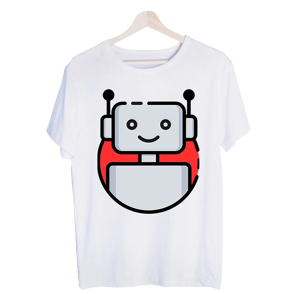 Men's Robot Graphic Tee, Short Sleeve Crew Neck T-Shirt for Casual Streetwear and Daily Wear