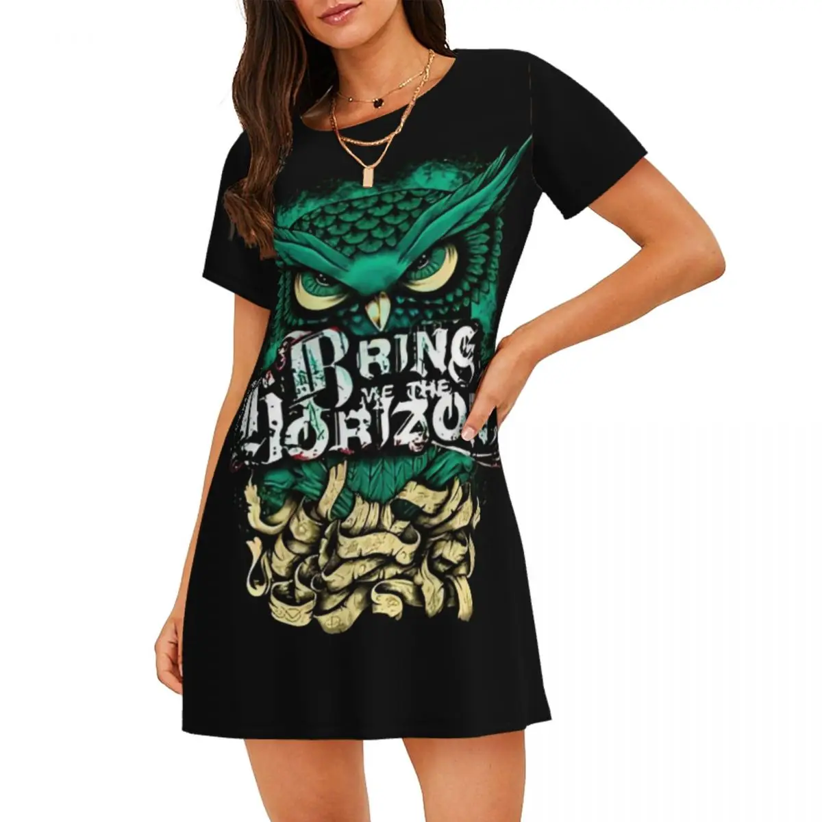 

Женская ночная рубашка с короткими рукавами Bring Me Band The Horizoned, ночная рубашка с металлическим сердечником и короткими рукавами, ночная рубашка для отпуска