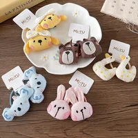 Kids Hair Accessories 1 Pair 3D Bunny Duck Scrunchies Plush Material Embroidery for Toddlers - Image 3