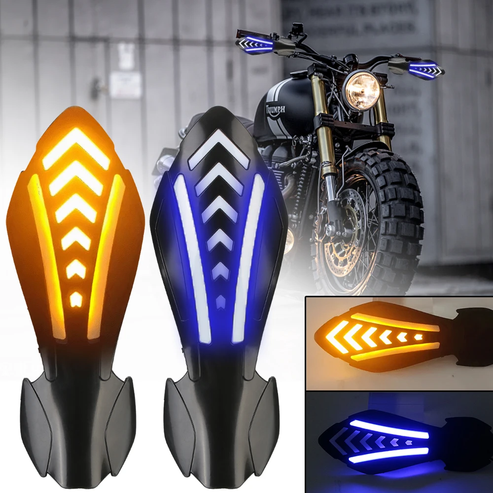 With LED Flowing Turn Signals Windproof Motocross Handlebar Guards Waterproof 1 Pair Motorcycle Handguards