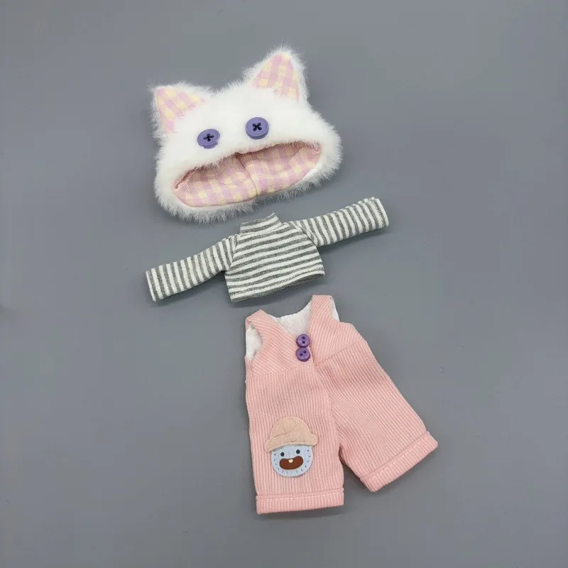 1/8 1/12 BJD Doll Clothes Parts Cute Dress Fashion Casual Overalls School-style Clothing Set For 16-17cm OB11 BJD Doll Dress Up