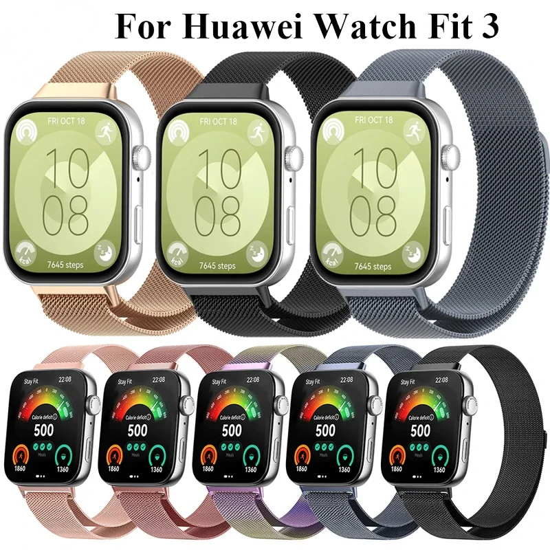 

Magnetic Loop Sport Strap For Huawei Watch Fit 3 SmartWatch Statinless Steel Metal Bracelet Wristband For Huawei Fit3 Correa