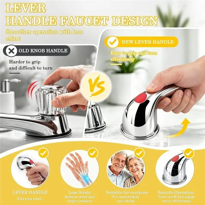 For Danco 80023 Shower Faucet Chrome Finish Replacement Handle, Hot And Cold Lever Included Adapters-A21R