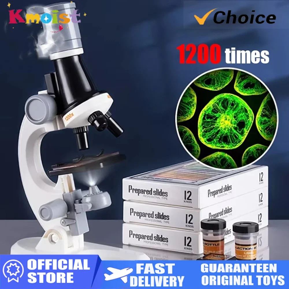 

1200X детский комплект бионологического микроскопа, научный эксперимент, подарок для учеников, лаборатория, светодиодный домашний школьный интерес, развивающая игрушка в подарок для детей