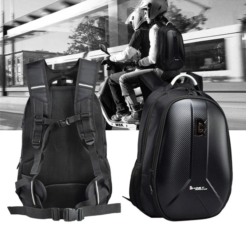 

Men's Motorcycle Riding Backpack Helmet Hard Shell Backpack Motorcycle Travel Computer Bag Carbon Fiber Texture GR-BB02